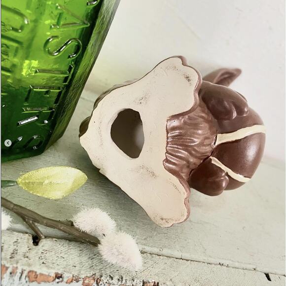 Vintage Ceramic Chocolate Easter Bunny Rabbit Statue Figurine Egg Container Lid - Picture 7 of 7